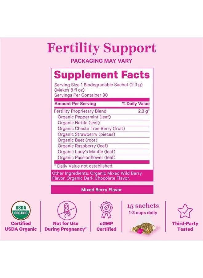 Pink Stork Organic Fertility Tea for Women with Chaste Tree Berries (Vitex) to Support Conception for Her - Hormone Balance with Mint and Red Raspberry Leaf, 15 Sachets  - Image 4