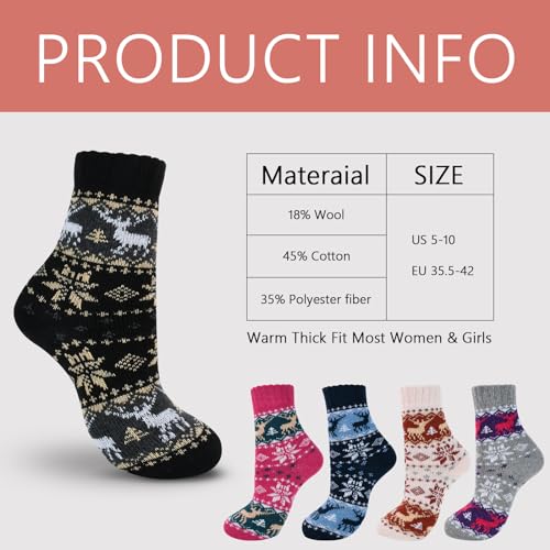 besky Warm Socks for Women Cozy Fuzzy Winter Socks Cotton Soft Crew Socks Christmas Gifts for Women - Image 4