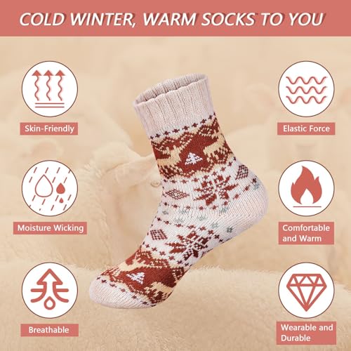 besky Warm Socks for Women Cozy Fuzzy Winter Socks Cotton Soft Crew Socks Christmas Gifts for Women - Image 2