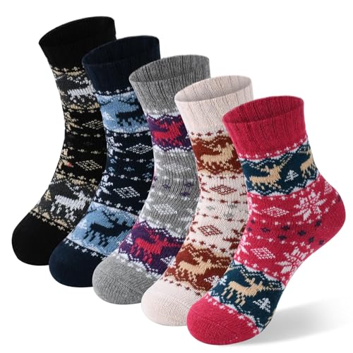 besky Warm Socks for Women Cozy Fuzzy Winter Socks Cotton Soft Crew Socks Christmas Gifts for Women - Image 1