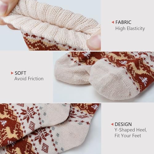 besky Warm Socks for Women Cozy Fuzzy Winter Socks Cotton Soft Crew Socks Christmas Gifts for Women - Image 3