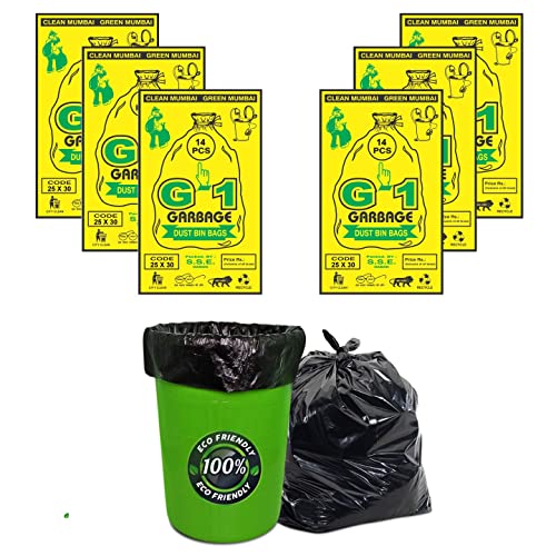 G1 G 1 Garbage/Dustbin/Trash Bags and covers For Home, Hotels, Malls,Hospital 25 X 30 Inches (Large Size) 84 Bags (6 packs) (Black Color) - Image 1