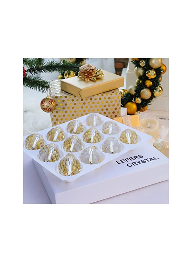 The Bros 12 قطعة كرات زينة كريستالية شفافة لعيد الميلاد، 0.87" كرات ميني بريزم لتزيين شجرة عيد الميلاد، زينة كريستالية معلقة لتخفيضات عيد الميلاد وحفلات الزفاف وديكور المنزل (شفاف) - Image 5