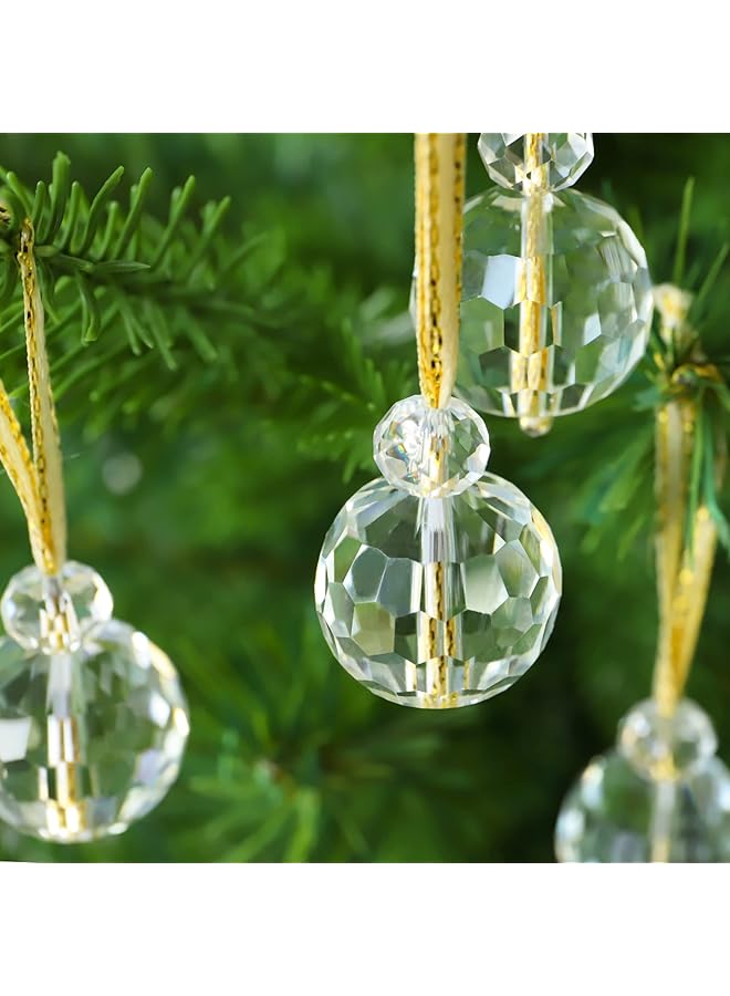 The Bros 12 قطعة كرات زينة كريستالية شفافة لعيد الميلاد، 0.87" كرات ميني بريزم لتزيين شجرة عيد الميلاد، زينة كريستالية معلقة لتخفيضات عيد الميلاد وحفلات الزفاف وديكور المنزل (شفاف) - Image 1