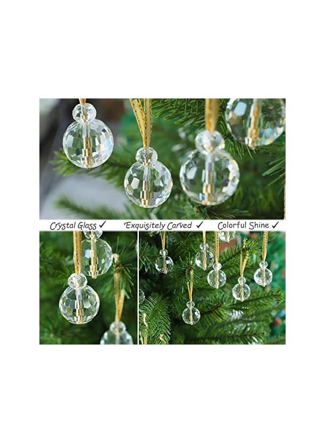 The Bros 12 قطعة كرات زينة كريستالية شفافة لعيد الميلاد، 0.87" كرات ميني بريزم لتزيين شجرة عيد الميلاد، زينة كريستالية معلقة لتخفيضات عيد الميلاد وحفلات الزفاف وديكور المنزل (شفاف) - Image 3