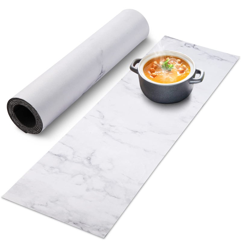 yeload Trivet Table Runner Hot Plates Mat 12 X 40 Inch Heat Resistant Table Protector Waterproof Decorative Farmhouse Kitchen Trivets Counter Heat Proof Placemats for Hot Dishes Marble