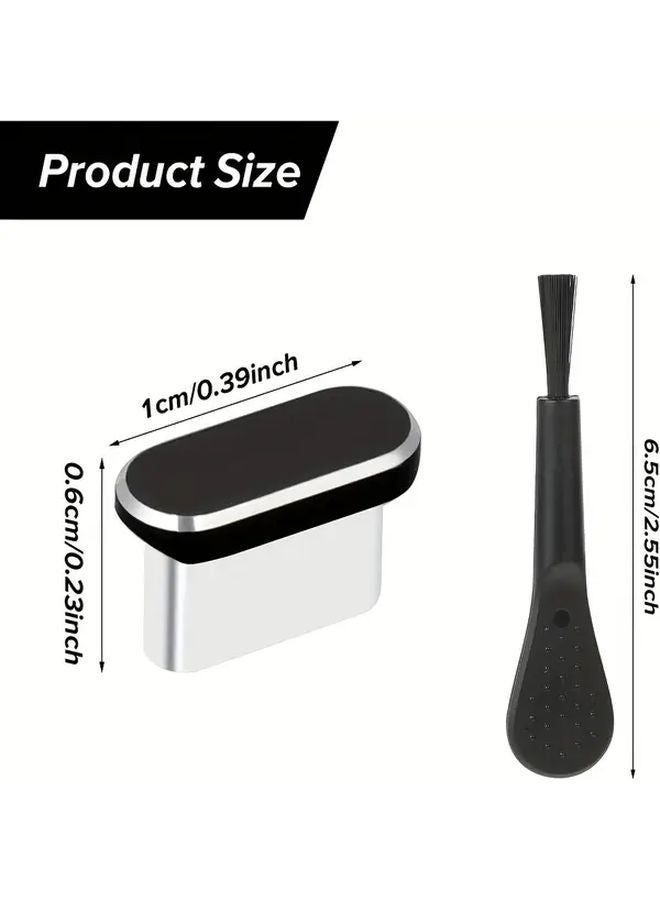 4 قطع من سدادات USB-C المعدنية الفضية مع فرشة تنظيف واحدة واقي منفذ Type-C - Image 4