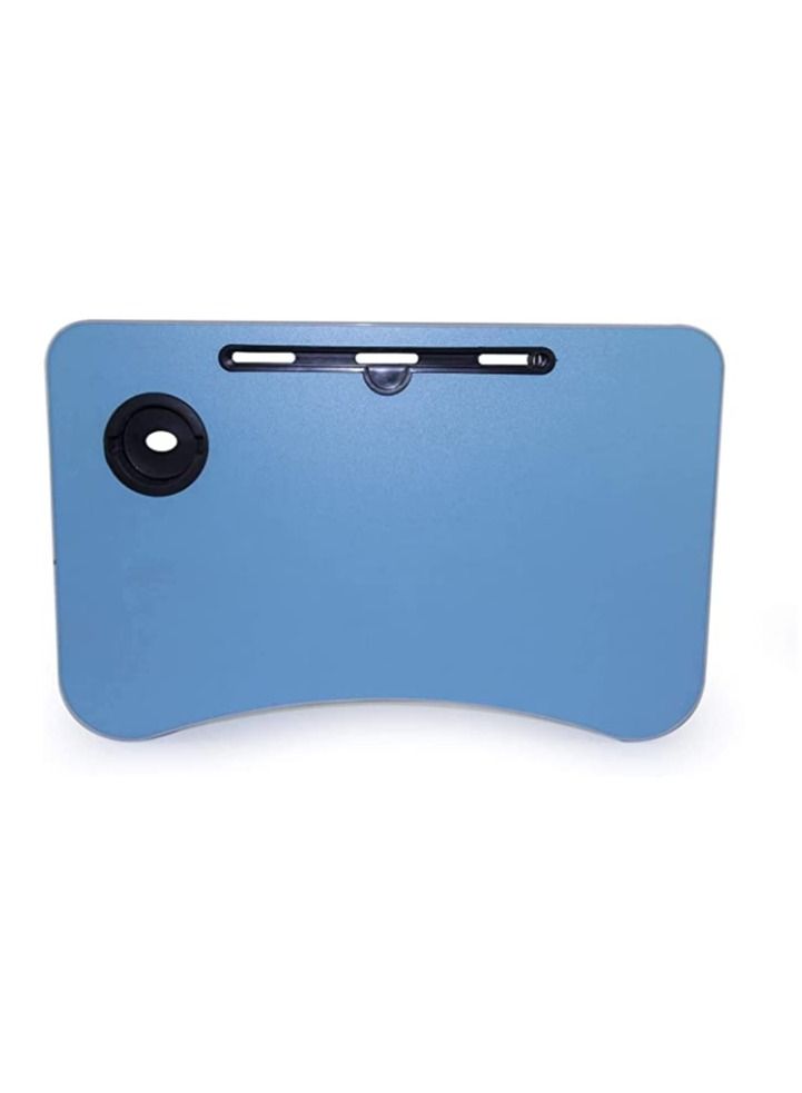 Generic Folding Bed Laptop Table Tray Lap Desk Notebook Stand with iPad Holder Cup Slot Adjustable Anti Slip Legs Foldable for Indoor Outdoor Camping Study Eating Reading Watch Movies on Couch Sofa Floor BLUE - Image 3