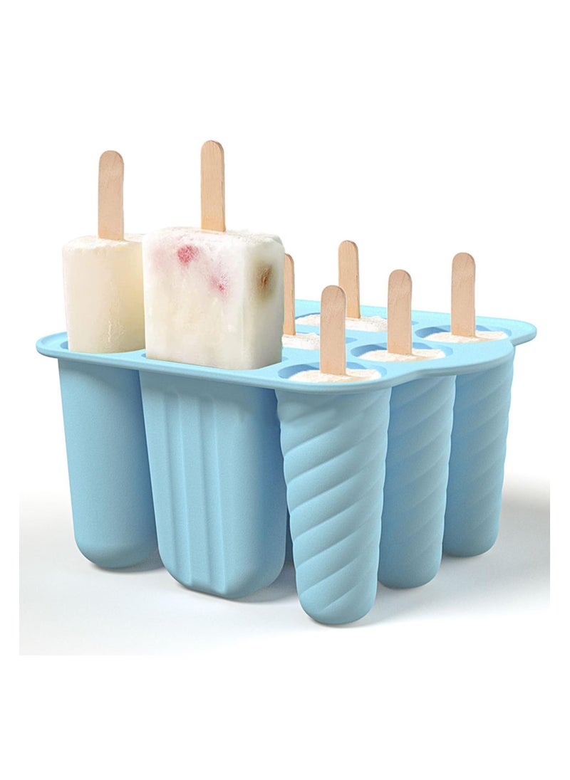 SYOSI - 9 Hollow Silicone Popsicle Molds, With Lids Reusable Easy-Release Ice Cream,  Maker Homemade Ice, Lollipop Mold for Home Flexible Leak-Free Ice, Cube Tray Juice Yogurt Fruit (Blue) - Image 1