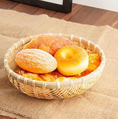 Cedilis 3 Pack Bamboo Basket Tray, Wicker Bread Basket, 100% Natural Handmade Woven Fruit Basket, U Shape Holder Flat Shallow Vegetables Serving Basket, Stackable, 10Inch, 11Inch, 12Inch - Image 2
