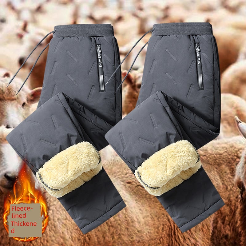 Winter new lamb wool cotton pants men's plus-size thick pants cold-proof pants warm pants long pants middle-aged and elderly casual pants - Image 3