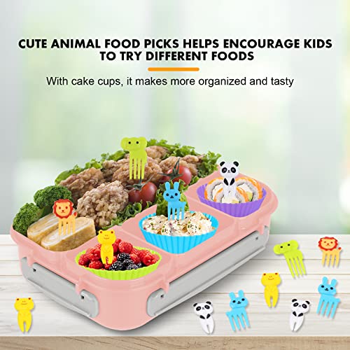 Yumuk Bento Box, Lunch Box Kids, 1300ML Bento Box Adult Lunch Box with 4 Compartment &Food Picks &Cake Cups, Lunch Box Containers for Adults/Kids/Toddler, Leak-Proof, Microwave/Dishwasher/Freezer Safe(Pink) - Image 4