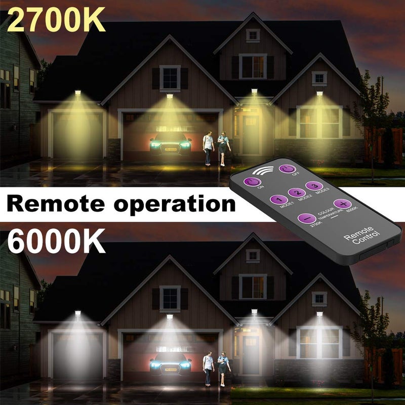 highydroLED Solar Lights Outdoor with Remote and Color Temperature Adjustment 2700K to 6000K, 48LED Solar Motion Sensor Light with 3 Modes,Waterproof IP65 Night Light for Garden Garage [Pack of 2] - Image 2