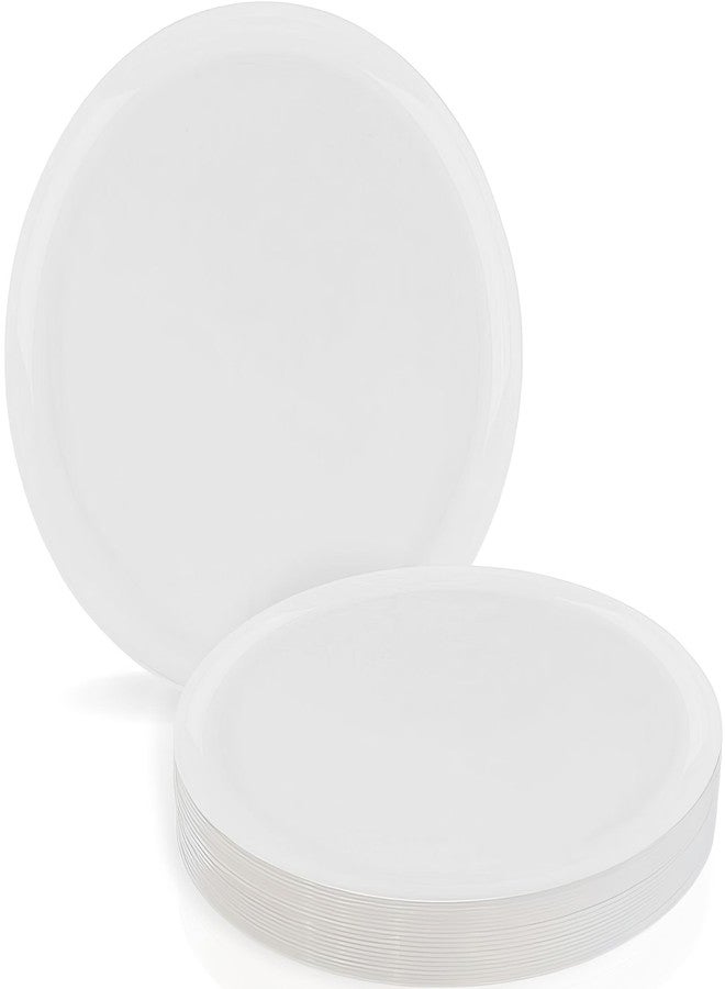 kaya Elegant White Organic Round Disposable Plastic Dinner Plates (10.25") - 10 Pack, Premium Quality Plates - Perfect For Weddings, Parties & Events - Image 1
