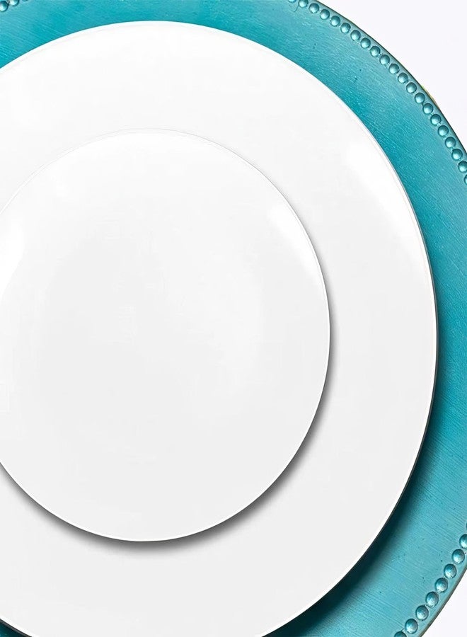 kaya Elegant White Organic Round Disposable Plastic Dinner Plates (10.25") - 10 Pack, Premium Quality Plates - Perfect For Weddings, Parties & Events - Image 3
