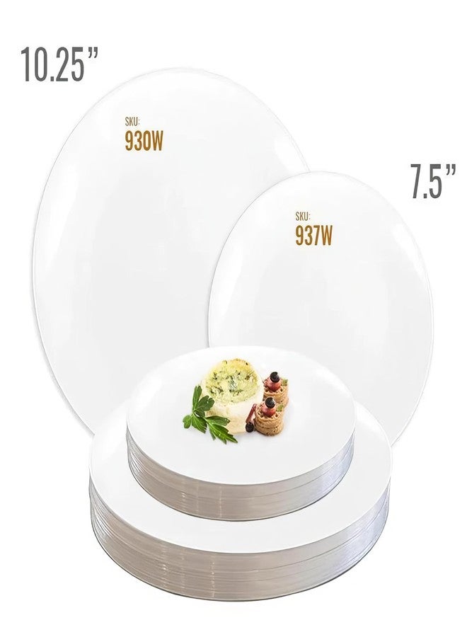 kaya Elegant White Organic Round Disposable Plastic Dinner Plates (10.25") - 10 Pack, Premium Quality Plates - Perfect For Weddings, Parties & Events - Image 5