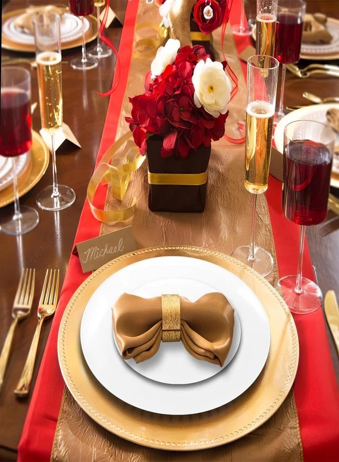 kaya Elegant White Organic Round Disposable Plastic Dinner Plates (10.25") - 10 Pack, Premium Quality Plates - Perfect For Weddings, Parties & Events - Image 4