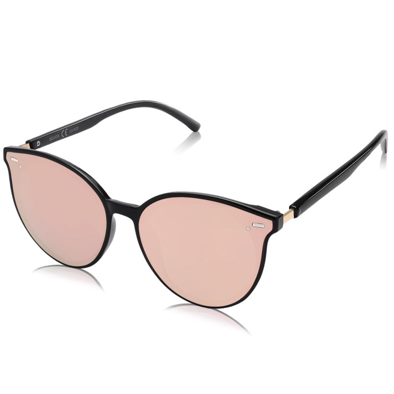 SOJOS Classic Round Sunglasses for Women Men Retro Vintage Large Plastic Frame BLOSSOM SJ2067 with Black Frame/Pink Lens - Image 1