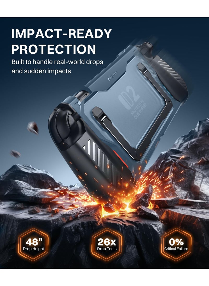 GolbinBox Magnetic Split Case for Nintendo Switch 2 with Kickstand, Blue | Full-Body Cover with Aluminum Stand, Detachable Joy-Con Covers, Military-Grade Drop Protection, Anti-Slip Grip - Image 2