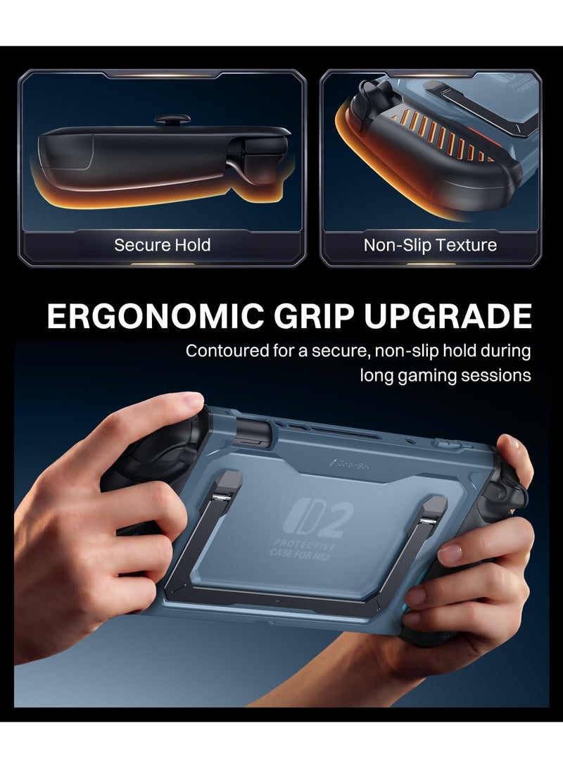 GolbinBox Magnetic Split Case for Nintendo Switch 2 with Kickstand, Blue | Full-Body Cover with Aluminum Stand, Detachable Joy-Con Covers, Military-Grade Drop Protection, Anti-Slip Grip - Image 5