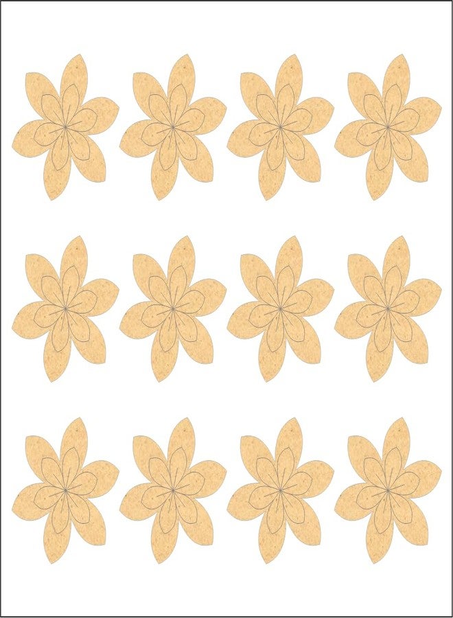 PICRAZEE مجموعة زهور من خشب MDF من PICRAZEE (12 قطعة) - قطع خشبية سادة من خشب MDF مناسبة للأعمال اليدوية، والأعمال الفنية، وفن الديكوباج، وفن الراتنج، والمشاريع الحرفية، وديكورات المنزل والمكتب الاحتفالية (سمك 5.5 مم)، لون بني - Image 2