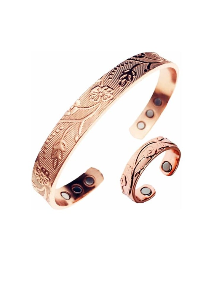 Generic Pure Copper Magnetic Ring & Bracelet Adjustable Size for Women  - Image 1