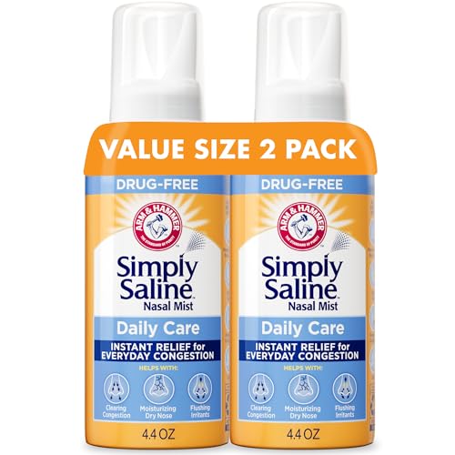 Arm & Hammer Simply Saline Daily Care Nasal Mist 4.4oz, Saline Nasal Spray, Drug-Free, 2-Pack - Image 1