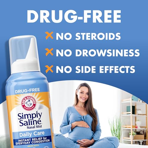 Arm & Hammer Simply Saline Daily Care Nasal Mist 4.4oz, Saline Nasal Spray, Drug-Free, 2-Pack - Image 5