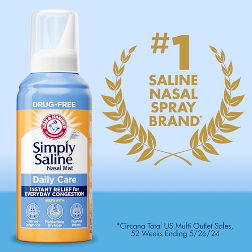 Arm & Hammer Simply Saline Daily Care Nasal Mist 4.4oz, Saline Nasal Spray, Drug-Free, 2-Pack - Image 4