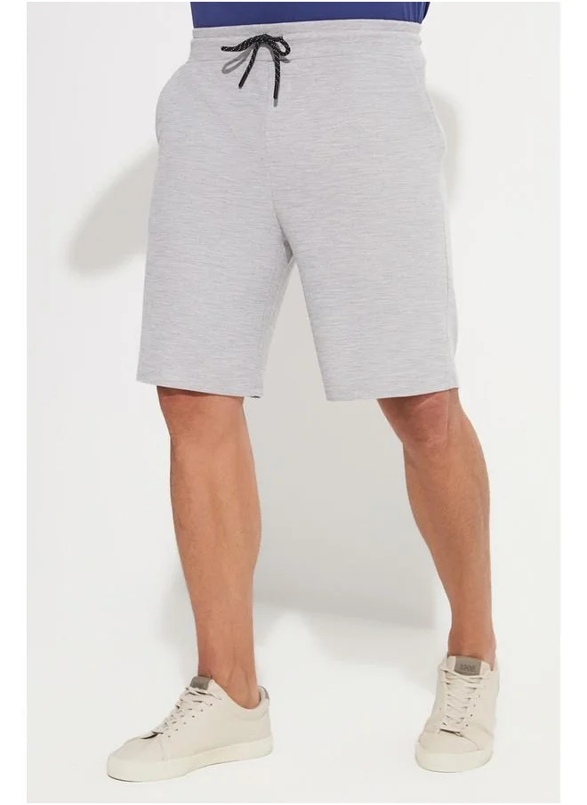 جون June Men Regular Fit Knitted Pique Fabric Short Grey