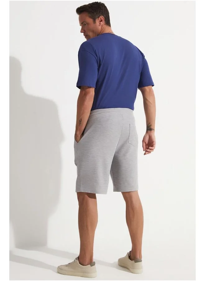 جون June Men Regular Fit Knitted Pique Fabric Short Grey