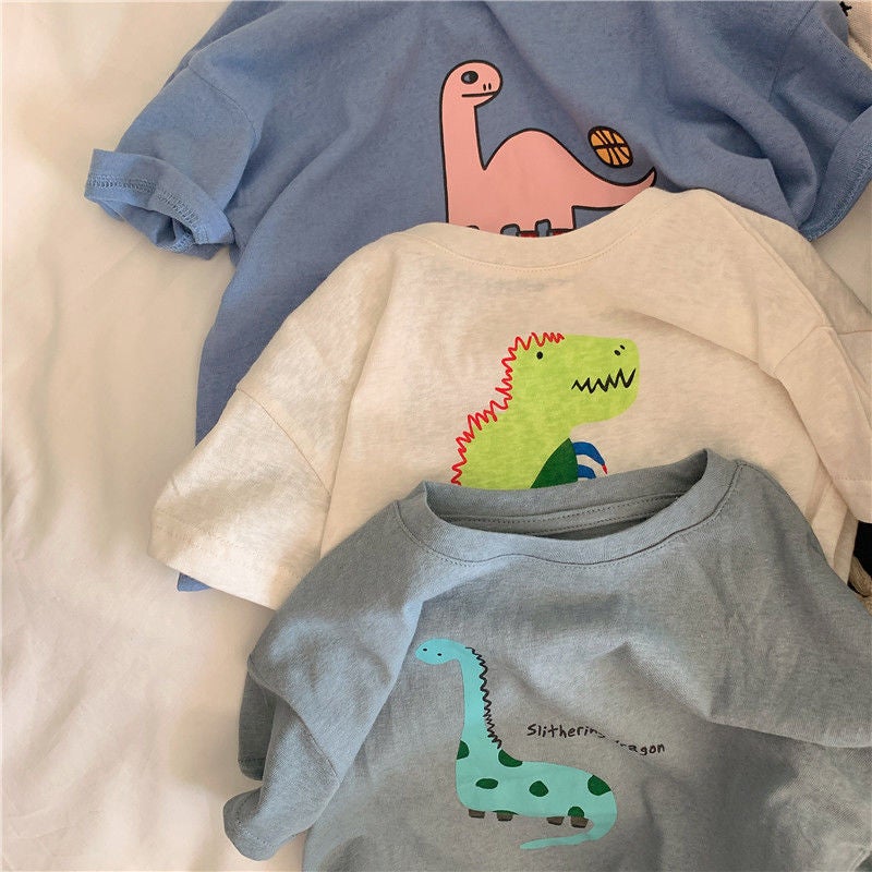 Children'S T-Shirt Summer Cotton Boy'S Children'S Wear Korean Short-Sleeved Handsome Boys' Top T Katong Dinosaur Baby Base Shirt - Image 5