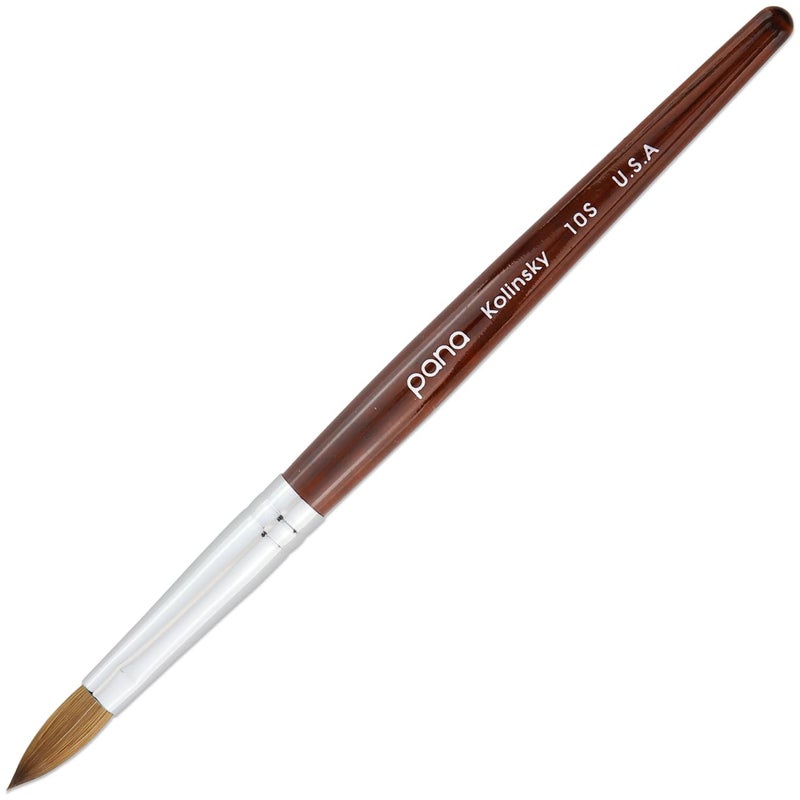 Pana PANA Pure Kolinsky Hair Acrylic Nail Brush  Oval Crimped Shape Silver Ferrule with Mahogany Wood Handle Size 10