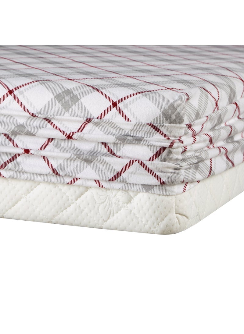 Comfort Spaces Comfort Spaces Cotton Flannel Breathable Warm Deep Pocket Sheets with Pillow Case Bedding  King  Grey/Red Plaid 4 Piece  - Image 3
