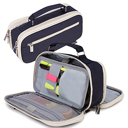 RAVUO Large Pencil Case, Big Capacity Pencil Pouch Pen Bag Multi-slot School Supplies for Middle High School Office College Teen Adult Simple Storage Navy - Image 1