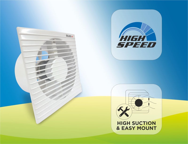 Sujata 6 Inch Premium Exhaust Fan for Kitchen, Bathroom & Office | 2 Years Warranty | 150MM High Speed Exhaust Fan | 2300 RPM | 100% Copper Winding Motor | Strong Air Suction (APB81 - White) - Image 5