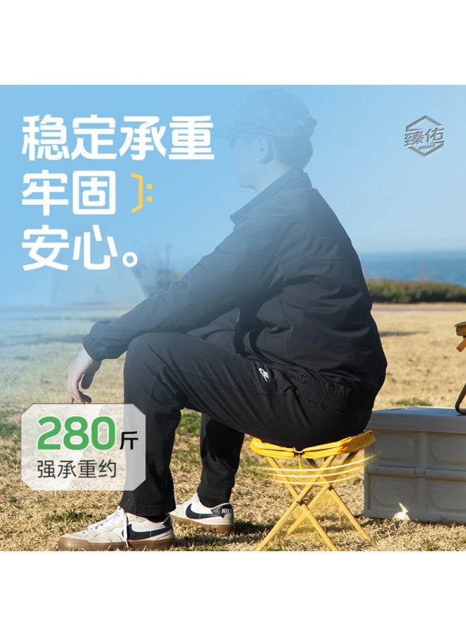 Grsaed Outdoor Folding Stool Portable Small Stool Storage Handbag Stool Fishing Chair Pocket Folding Chair Cartoon Panda Green Large - Image 3