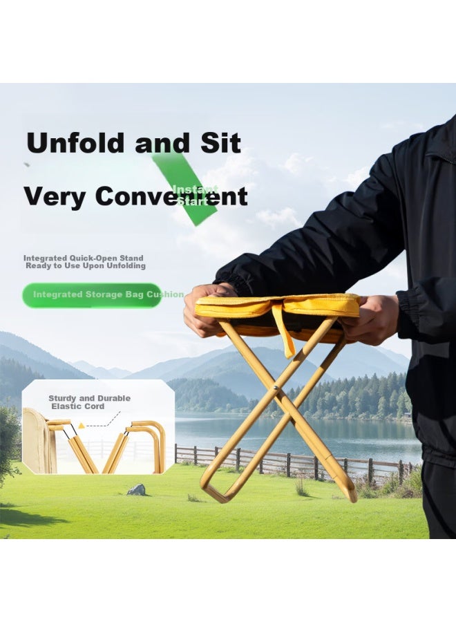Grsaed Outdoor Folding Stool Portable Small Stool Storage Handbag Stool Fishing Chair Pocket Folding Chair Cartoon Panda Green Large - Image 2
