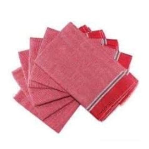 CHANDRAVATI Red Cotton Gamcha/Saafi, Soft and Smooth Gamcha for Pooja and Religious Purpose (4, 65 x130) - Image 2