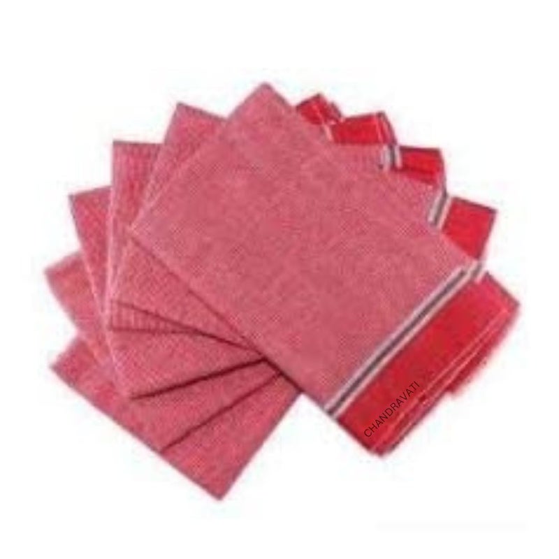 CHANDRAVATI Red Cotton Gamcha/Saafi, Soft and Smooth Gamcha for Pooja and Religious Purpose (4, 65 x130) - Image 4