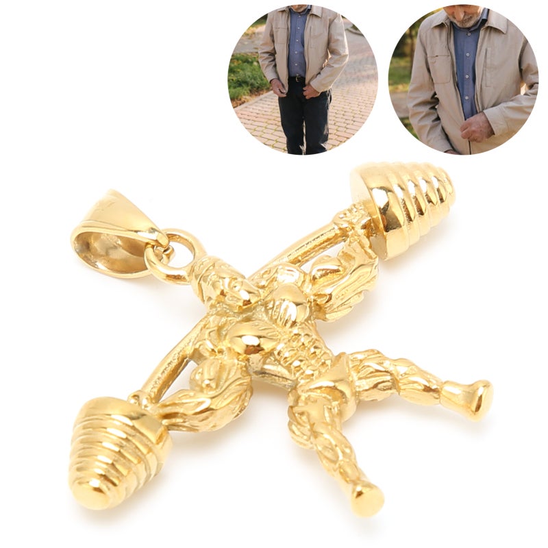 Zipper Pulls Golden Titanium Steel Weight Lifter Shaped Pendants - Comfortable Elder Use Coat Boots Suitcase Bag Pulls - Image 2