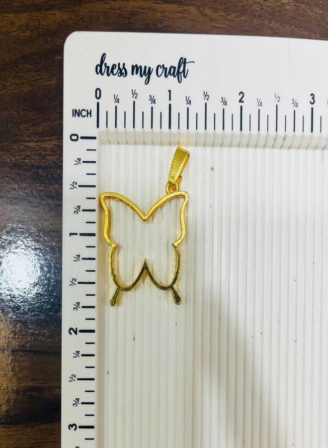 IRIKA® 10 Pc Mixed Butterfly & Heart Pendant Bezels – 5 Gold + 5 Silver | Big Size with Connector | Anti-Tarnish | for Resin Jewelry & DIY Crafts - Image 2