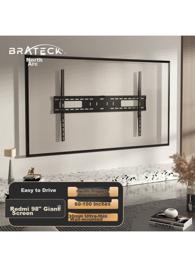 Brateck حامل تلفاز براتيك 98 ريدمي، حامل تلفاز هواوي هونر 75 على الحائط، حامل شاشة كبير هايسنس 65 على الحائط، حامل تلفاز سوني 86، تي سي ال سكاي وورث X36 - Image 1