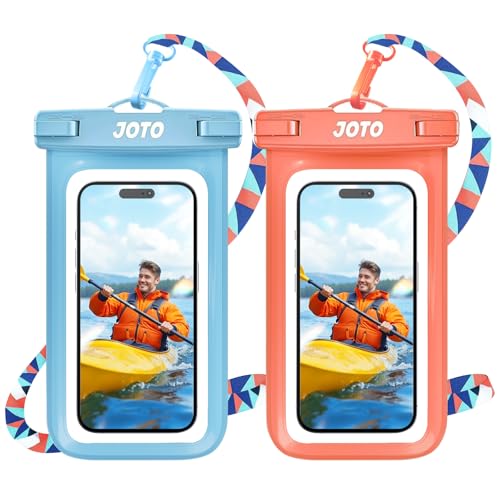 JOTO 2 Pack Waterproof Phone Pouch Case Up to 7", IPX8 Underwater Phone Case Cellphone Dry Bag for iPhone 17/Air 16 15 14 13 12 Pro Max Xs Max XR X 8 7 6S Plus SE/Galaxy S24 S23 S22 -Blue & Orange - Image 1