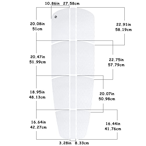 AQUBONA SUP Deck Traction Pad 12 Piece Tail Pads for Stand Up Paddleboard Longboard Surfboard Premium Performance EVA (White) - Image 3