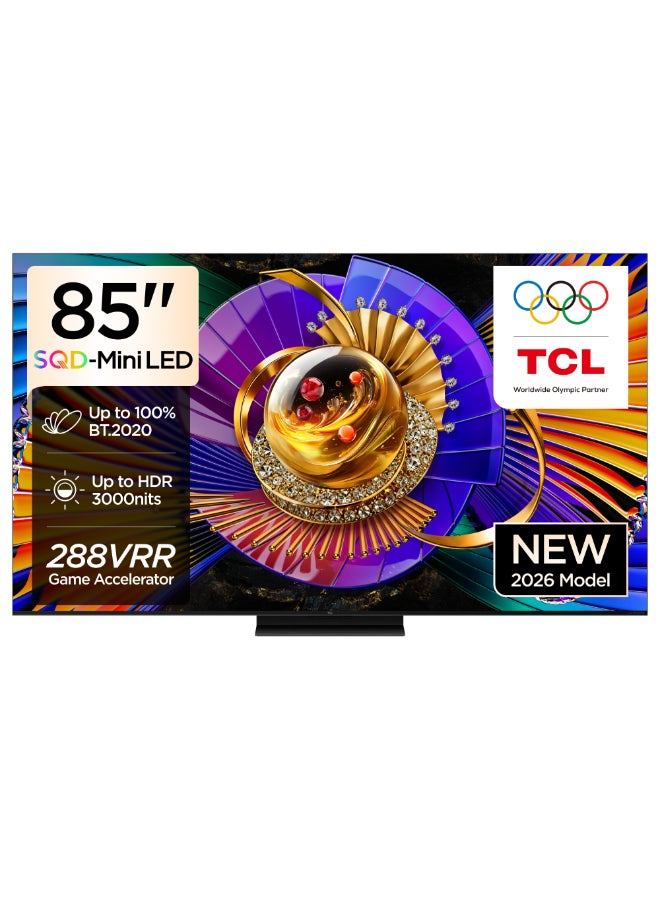 Television 85 Inch 4K SQD-Mini LED Google Smart TV, 144Hz Refresh Rate, Audio by Bang & Olufsen, 100% BT.2020, TSR AiPQ, Ultra Slim Design (2026 Model) 85C7L Black