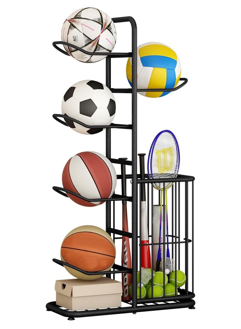 DubaiGallery Exercise Ball Storage Stand Up Ball Rack Basketball Rack for Basketballs Wall Balls Medicine Balls and Slam Balls Stability Balls and More  - Image 1