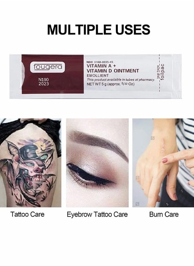 Fougera - Vitamin A And Vitamin D Ointment Emollient ,Tattoo Scar Repair Gel, Microblading Aftercare Ointment Anti-Inflammatory Anti Scar Tattoo Aftercare Cream for Makeup Microblading and Tattoo Healing 50Pcs - Image 1
