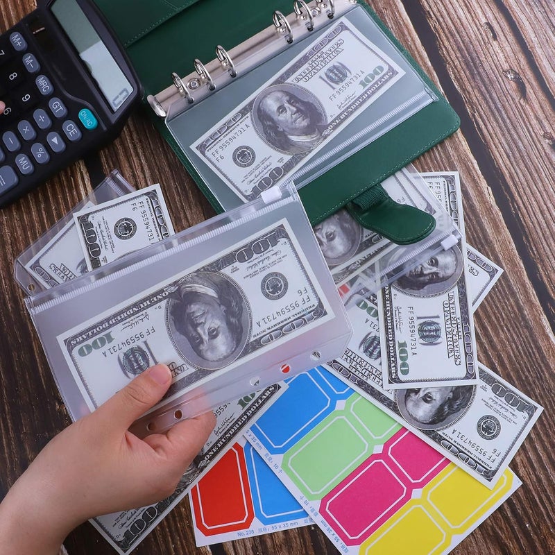 Antner A6 Budget Binder with Zipper Cash Envelopes for Money Organizer & Budgeting, PU Budget Planner Money Saving Binder with Cash Stuffing Envelopes & Labels for Home Office Travel, Dark Green - Image 3