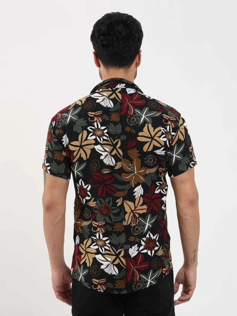 دوفي Mix Men's Slim Fit Open Collar Short Sleeve Shirt